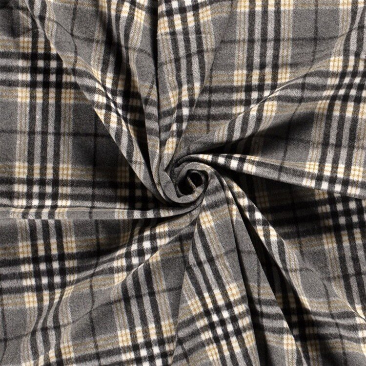 Polyesterstoff Jacquard Karomuster (EX 2225) - schwarz