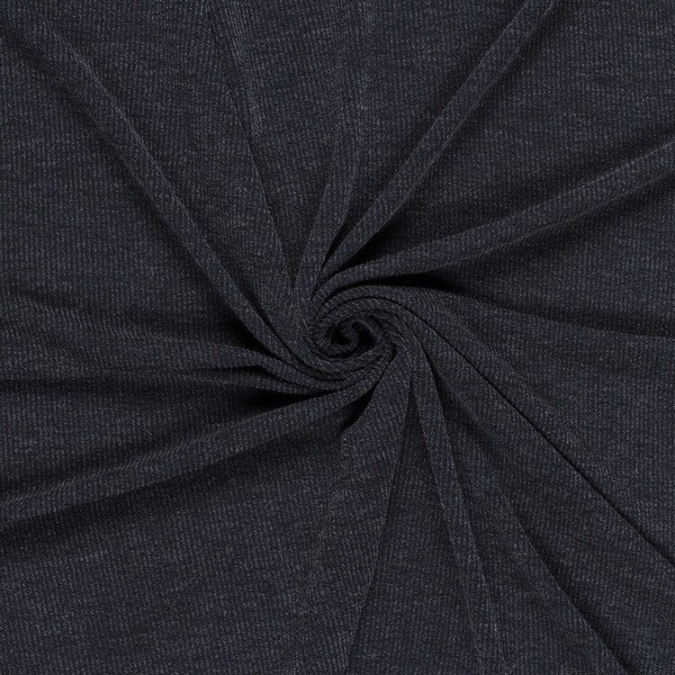 Rippenjersey Lurex Uni - dunkelblau meliert