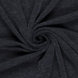 Rippenjersey Lurex Uni - dunkelblau meliert
