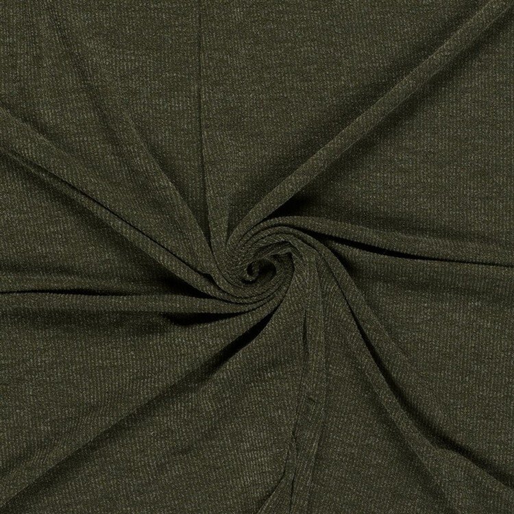 Rippenjersey Lurex Uni - oliv meliert