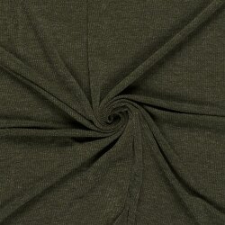 Rippenjersey Lurex Uni - oliv meliert