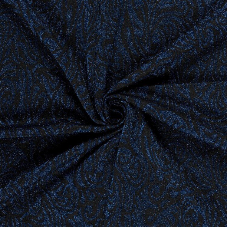Jacquard Lurex Brokatmuster - blau