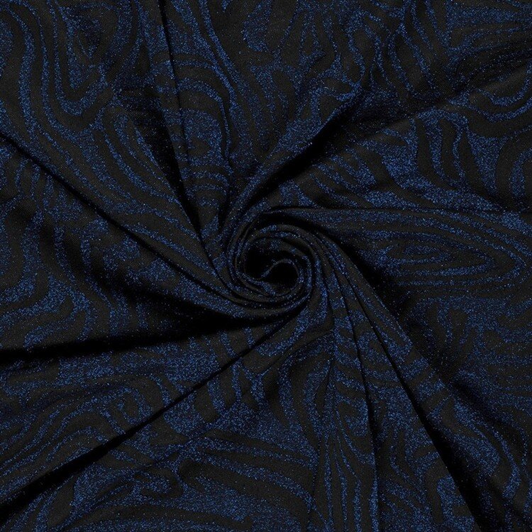Jacquard Lurex Zebramuster - blau