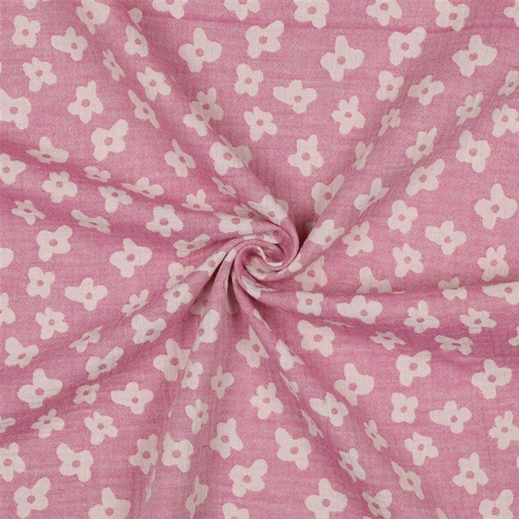 Musselin JACQUARD Blumen - CERISE