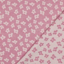Musselin JACQUARD Blumen - CERISE
