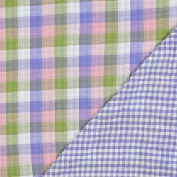 Musselin DOUBLE SIDED Karomuster - LIGHT PINK / LAVENDER