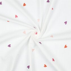 Musselin Bestickt Herzen - PINK / ORANGE