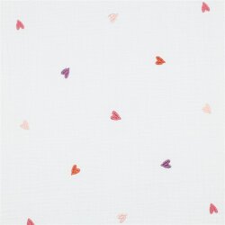 Musselin Bestickt Herzen - PINK / ORANGE