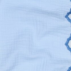 Musselin 2-Seitig Bordüre - hellblau