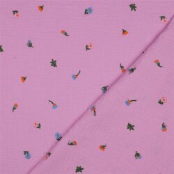 Musselin Bestickt Blumen - hellpink