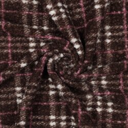 Bouclé Mantelstoff Karomuster - BROWN