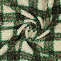 Bouclé Mantelstoff Karomuster - GREEN