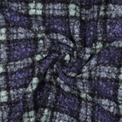 Bouclé Mantelstoff Karomuster - DARK LAVENDER
