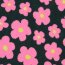 Teddystoff Blumen - dunkeloliv/hellpink