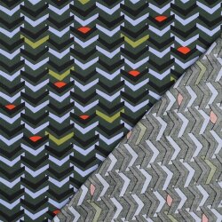 Baumwollsatin GEOMETRIC - DARK GREEN