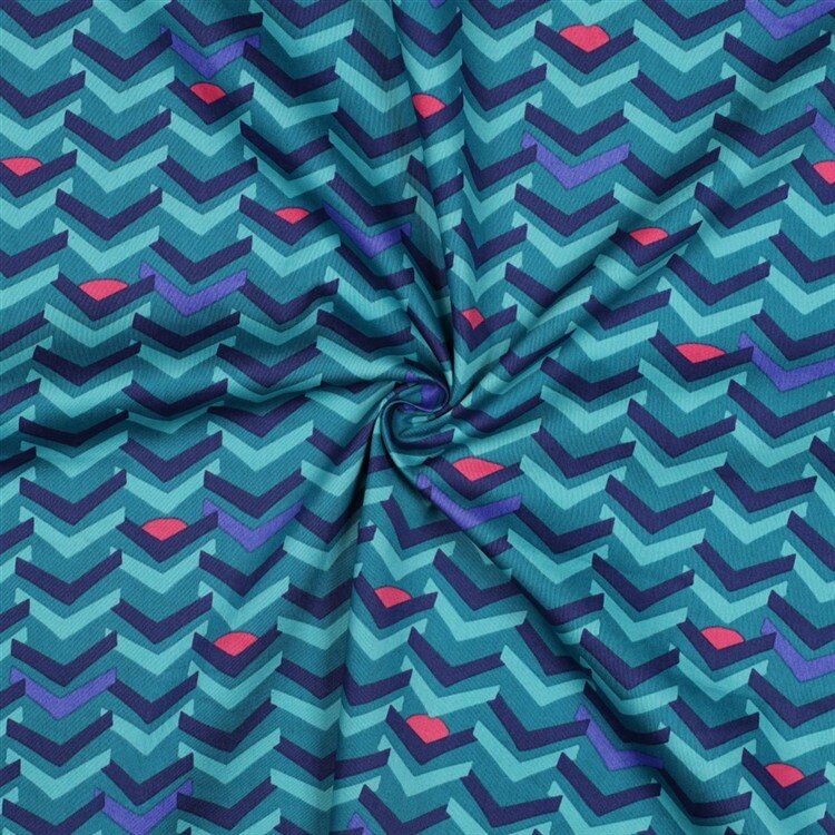 Baumwollsatin GEOMETRIC - PETROL