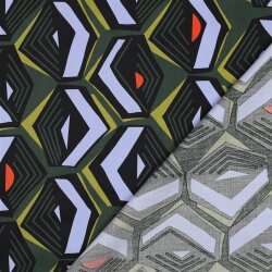 Baumwollsatin GEOMETRIC - DARK GREEN