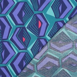 Baumwollsatin GEOMETRIC - PETROL