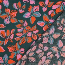 Baumwollsatin Blumen - DARK GREEN