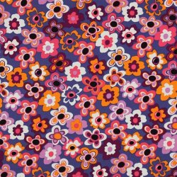 French Terry Blumen - dunkelblau