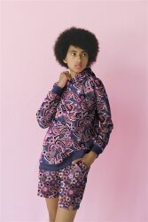 French Terry Blumen - dunkelblau