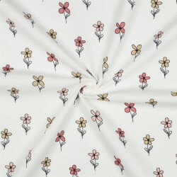 Waffeljersey süsse Blümchen - creme/antikpink