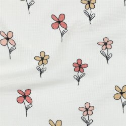 Waffeljersey süsse Blümchen - creme/antikpink