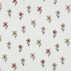 Waffeljersey süsse Blümchen - creme/antikpink