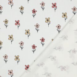 Waffeljersey süsse Blümchen - creme/antikpink