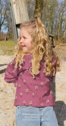 Waffeljersey süsse Blümchen - creme/antikpink