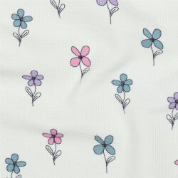 Waffeljersey süsse Blümchen - creme/petrol