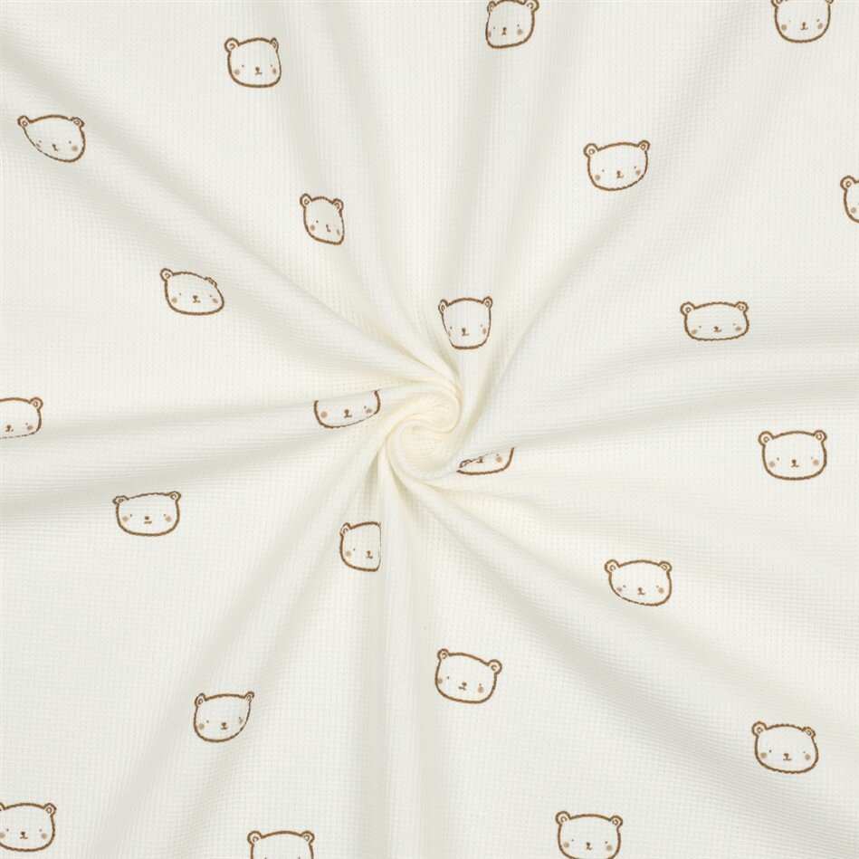 Waffeljersey süsse Bärenköpfe - creme