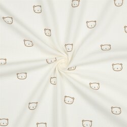 Waffeljersey süsse Bärenköpfe - creme