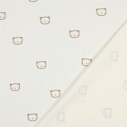 Waffeljersey süsse Bärenköpfe - creme