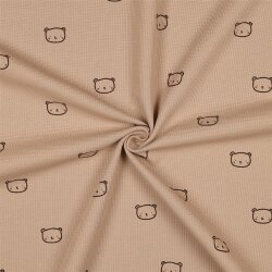 Waffeljersey süsse Bärenköpfe - kamelbeige
