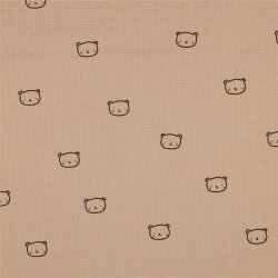 Waffeljersey süsse Bärenköpfe - kamelbeige