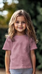 Waffeljersey süsse Bärenköpfe - kamelbeige