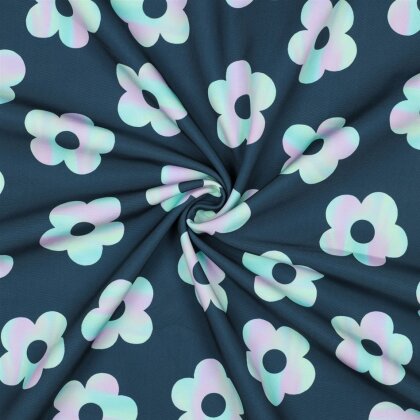 Softshell Digital Regenbogen-Blumen - dunkelpetrol