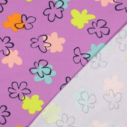 Baumwolljersey bunte Blumen - flieder