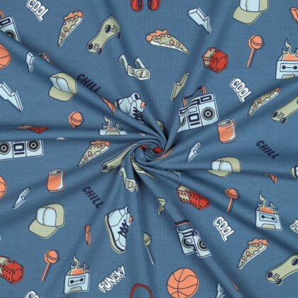 Baumwolljersey Cool & Funky - indigo