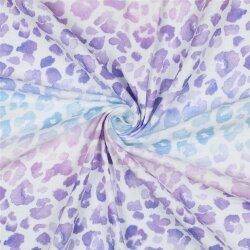 Musselin Digital Tiere Aquarell Leo - weiß