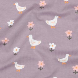 Baumwolljersey Bio~Organic Vögel und Blümchen -...