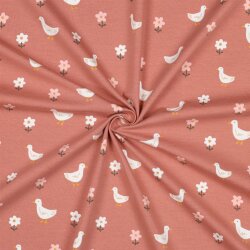 Baumwolljersey Bio~Organic Vögel und Blümchen...