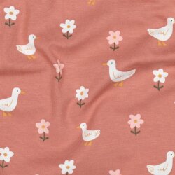 Baumwolljersey Bio~Organic Vögel und Blümchen...