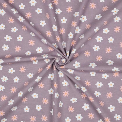 Baumwolljersey Bio~Organic Blumen - softlavendel