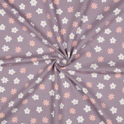 Baumwolljersey Bio~Organic Blumen - softlavendel