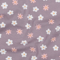 Baumwolljersey Bio~Organic Blumen - softlavendel