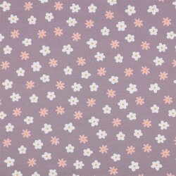 Baumwolljersey Bio~Organic Blumen - softlavendel