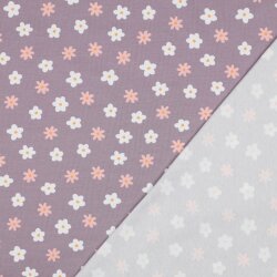 Baumwolljersey Bio~Organic Blumen - softlavendel
