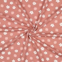 Baumwolljersey Bio~Organic Blumen - dunkelaltpink